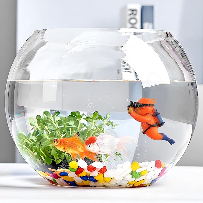 onesimcr Floating Fish Tank Decorations, Aquarium Decorations, Lovely Diver Fish Tank Decorations, Floating Device Fish Tank Accessories,Suitable for All Kinds of Fish Tanks(Orange)… onesimcr