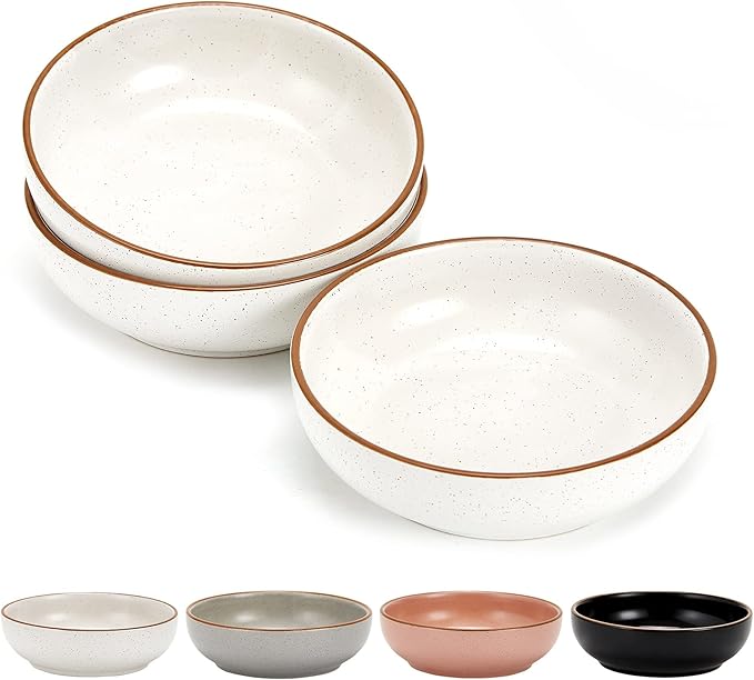 Ceramic Cat Bowls, Howise Pet Bowl Cat Dishes for Food and Water, 5.3 In Cat Food Dish 3 Pack Cat Food Bowls Set Small Dog Dish, Matte White Finish - PAWPICO