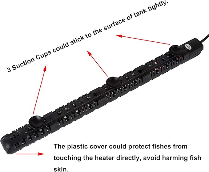 500W Aquarium Heater Auto Thermostat Submersible 500 Watt Fish Tank Heater with Durable Quartz Glass and Protective Sleeve 3 Suckers for Saltwater or Freshwater 50-90 Gallon ZHGSERVU