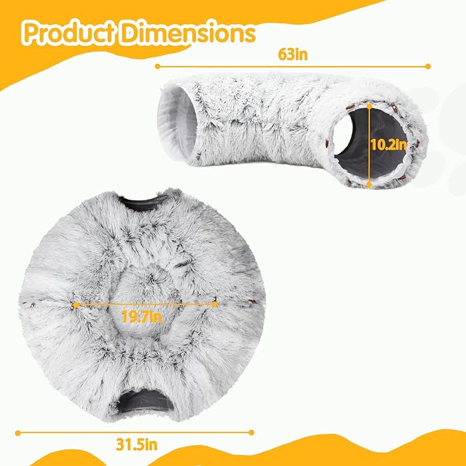 Cat Tunnel Bed for Indoor Cats Donut Cat Tunnel Multifunctional Cat Bed with Peephole Cat Cave Tunnel Bed with Tunnel for Multi Cats(Pink) - PAWPICO