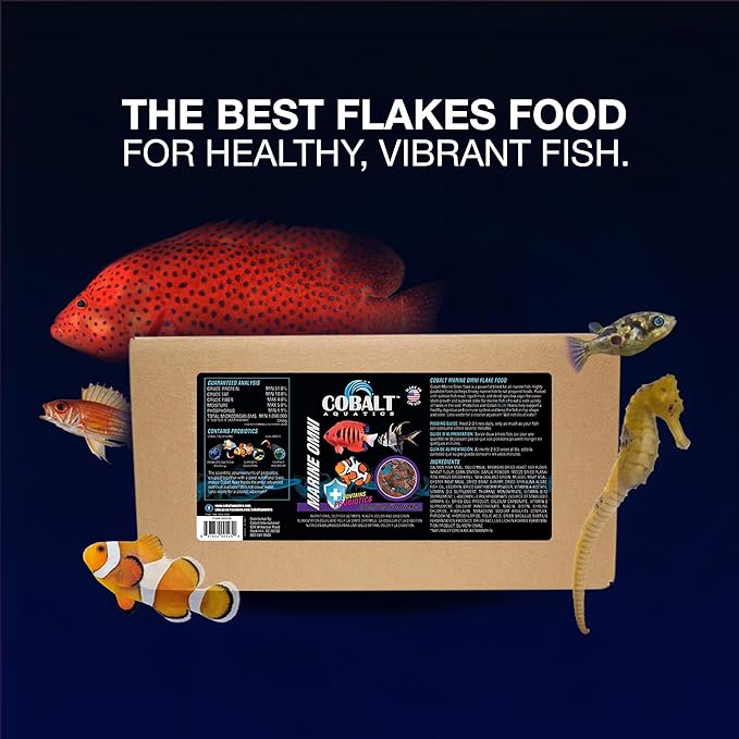 Cobalt Aquatics Marine Omni Flakes, 10lbs - Premium Fish Food with Squid, Salmon & Spirulina - Probiotics & Blue Flakes for Health & Vibrant Color COBALTAQUATICS