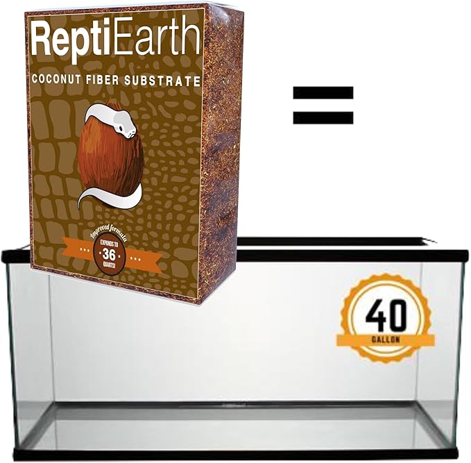 ReptiEarth Reptile Bedding, Fluffy Coconut Fiber Substrate 36 Quart Organic Coco Ready to Use for Bioactive Snake Terrarium, Lizard Tanks with Plants, for Frog, Tarantula or Hermit Crab Habitat (4 Pk) ReptiChipPremiumSubstrate