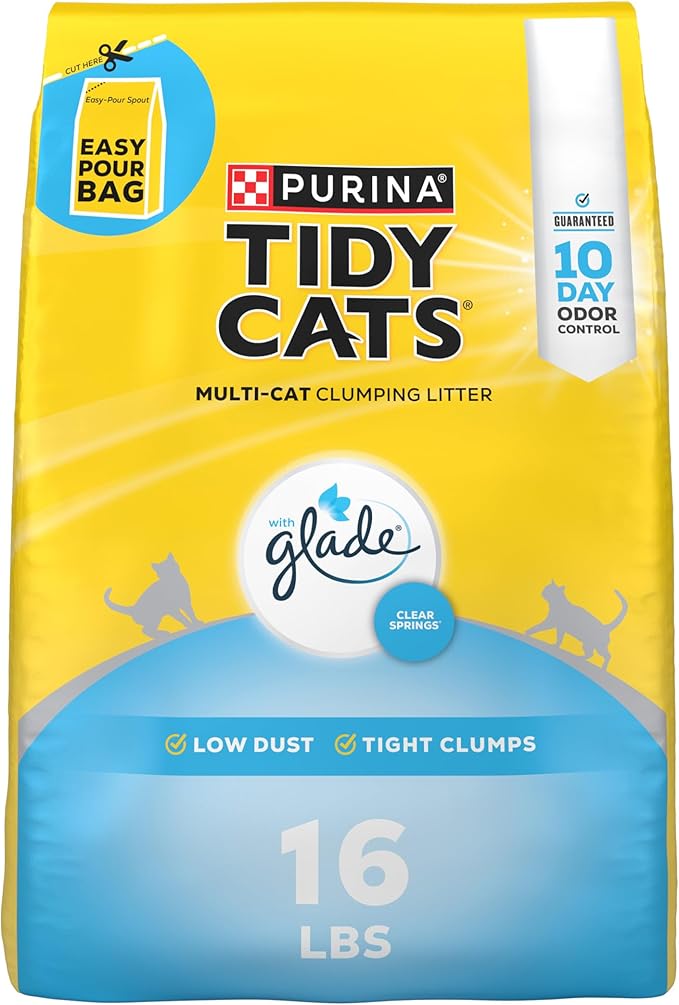 Purina Tidy Cats Clumping Multi Cat Litter, Glade Clear Springs - 16 lb. Bag - PAWPICO