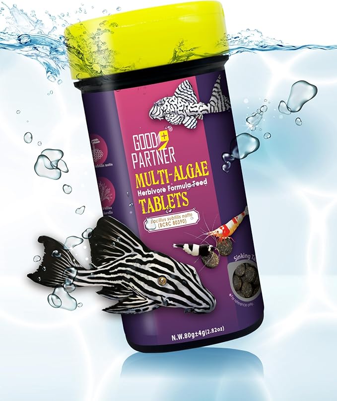 Purify Series for Algae Wafers Pleco Food, Spirulina Fish Food for Snails, Plecos, Algae Eaters and Bottom Feeders, Color Enhancing, All Natural Ingredients, 2.82oz (Pack of 1) GOODPARTNERFishFoodPurifySeries