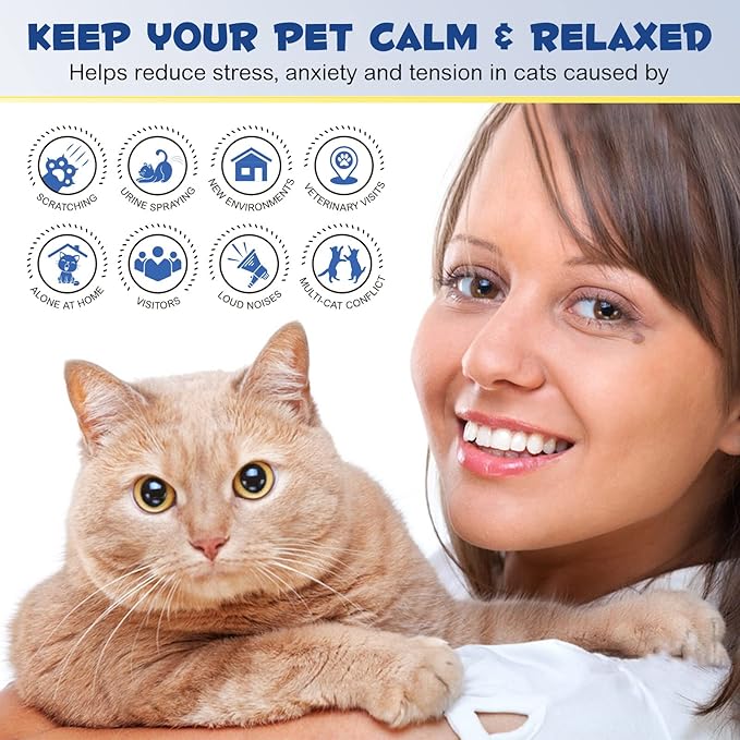 Cat Calming Pheromone Diffuser, Cat Calming Pheromones to Reduce Stress, Spraying & Scratching, 2 in 1 Cat Calming Starter Kit- 1Pack PAWPICO