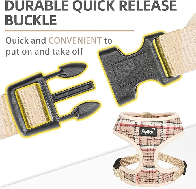 PUPTECK Soft Mesh Dog Harness and Leash Set Pet Puppy Cat Comfort Padded Vest No Pull Harnesses, Khaki, XS PUPTECK