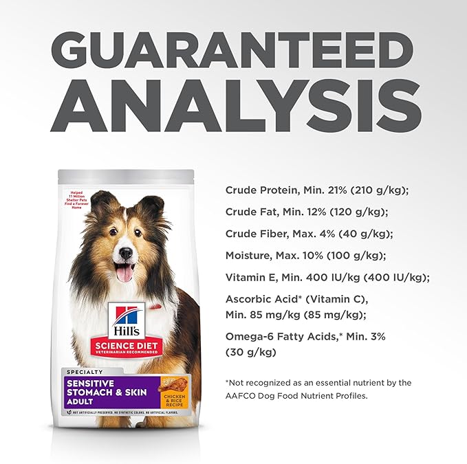 Hill's Science Diet Sensitive Stomach & Skin, Adult 1-6, Stomach & Skin Sensitivity Support, Dry Dog Food, Chicken Recipe, 15.5 lb Bag - PAWPICO