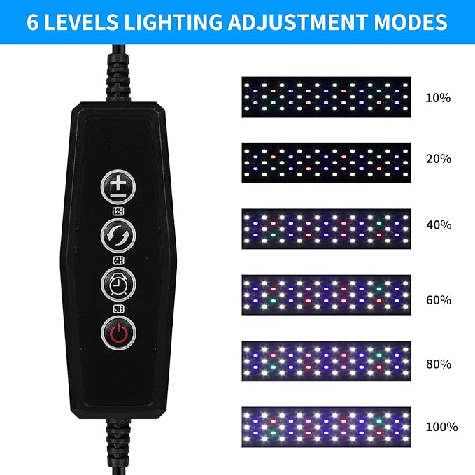 Zingbabu USB Aquarium Light,10W Full Spectrum Fish Tank Lights with Timer, Adjustable Extendable Bracket for 12-24 Inch Aquarium ProfessionalPhotographyLight