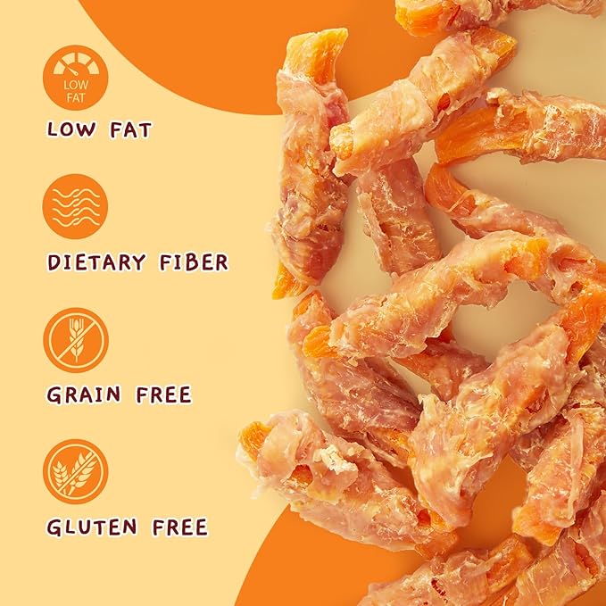 Jungle Calling Dog Treats, Skinless Chicken Wrapped Sweet Potato, Gluten and Grain Free, Chewy Dog Bites for Balanced Nutrition, 10.6 oz - PAWPICO