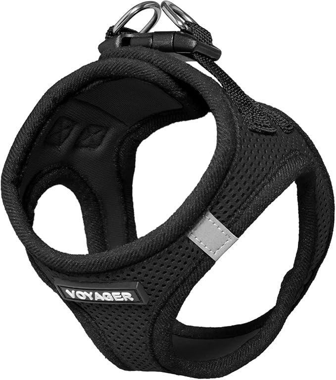 Voyager Step-in Air Dog Harness - All Weather Mesh, Reflective, No Pull Harness for Small, Medium Dogs, Cats - Secure with Hook & Loop Fastener, Buckle, Double D-Rings - Black, L BestPetSuppliesLLC