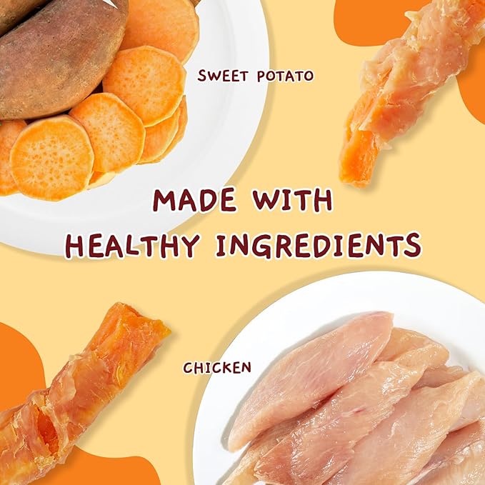 Jungle Calling Dog Treats, Skinless Chicken Wrapped Sweet Potato, Gluten and Grain Free, Chewy Dog Bites for Balanced Nutrition, 10.6 oz - PAWPICO