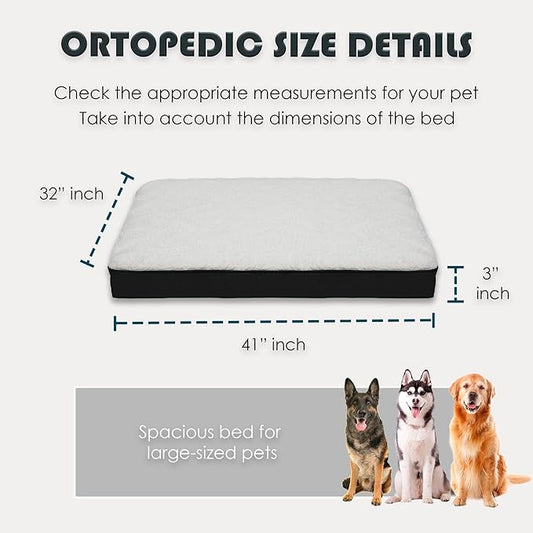 Orthopedic Dog Bed, Memory Foam Revisable Two Side with Washable Removable Cover, Extra Large, 41”x32” - PAWPICO