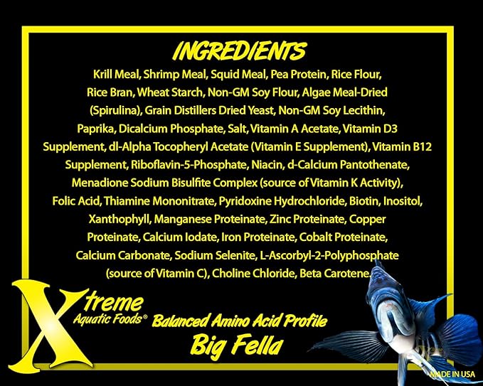 Xtreme Big Fella 3.0mm Pellets: Professional Nutrition for Medium to Large Cichlid/Community Fish - Boost Immune & Digestive Health, Color & Energy, Max Protein Fish Food – USA Farm Grown (35oz) XtremeAquaticFoods