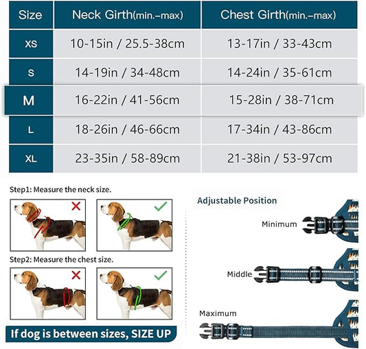 Timos No Pull Dog Harness, Release at Neck Reflective 3 Snap Buckles Adjustable No Choke Pet Vest with Front & Back 2 Leash Clips, Soft Padded Control Training Handle for Small Medium Large Dogs Timos