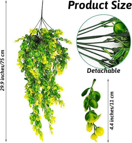 Hamiledyi Reptile Plants Hanging Terrarium Plants Artificial Leaves Habitat Decorations with Suction Cup Green and Yellow Fake Amphibian Plants for Bearded Dragon Lizard Geckos Chameleon(2 Pack) Hamiledyi