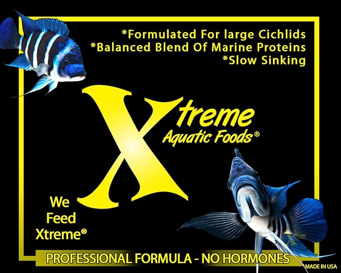 Xtreme Big Fella 3.0mm Pellets: Professional Nutrition for Medium to Large Cichlid/Community Fish - Boost Immune & Digestive Health, Color & Energy, Max Protein Fish Food – USA Farm Grown (35oz) XtremeAquaticFoods