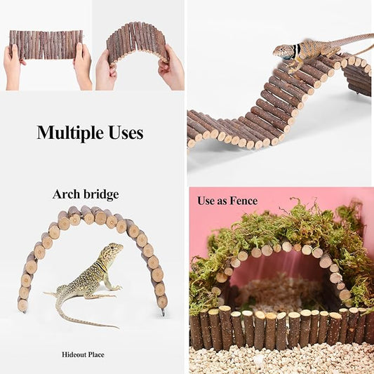 Crested Gecko Tank Accessories,Reptile Vines Plants with Coconut Shell Ladder Hideout Hermit Crab Decor for Bearded Dragon Lizard Chameleon Tortoise Snake BUYNOW