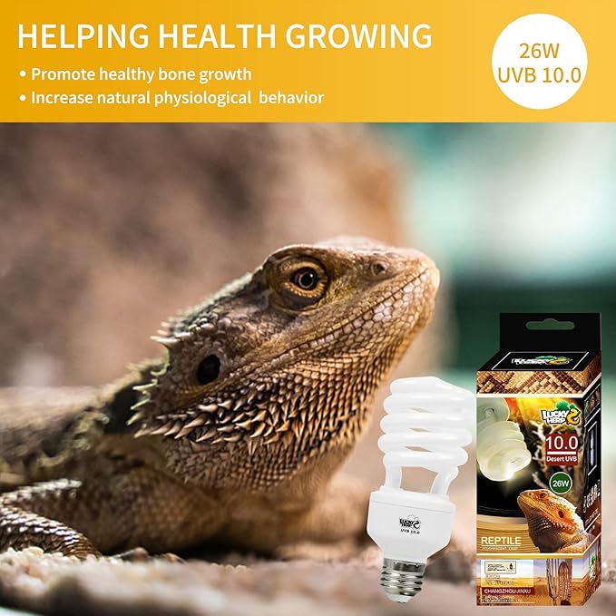 LUCKY HERP Desert UVA UVB Reptile Light Bulb 10.0 26W Compact Fluorescent Lamp LUCKYHERP