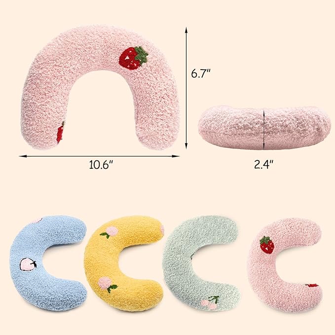 ucho Pillow for Cats, Ultra Soft Fluffy Pet Calming Toy Half Donut Cuddler, U-Shaped Pillow for Pet Cervical Protection Sleeping Improve- Pink ucho