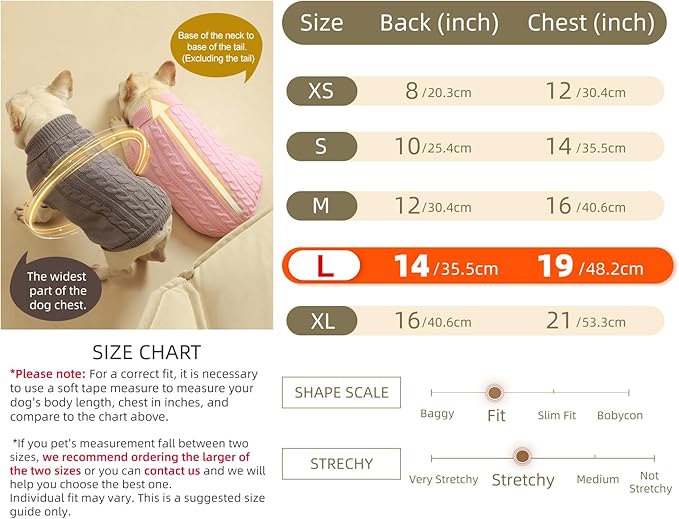 2 Pack Dog Sweaters for Small Dogs - Puppy Medium/Large Warm Clothes in Winter, Turtleneck Pullover Design for Boy Girl Pet, Doggie, Cat, Kitten Chihuahua Bulldog Pug Beagles (L, Grey, Beige) - PAWPICO