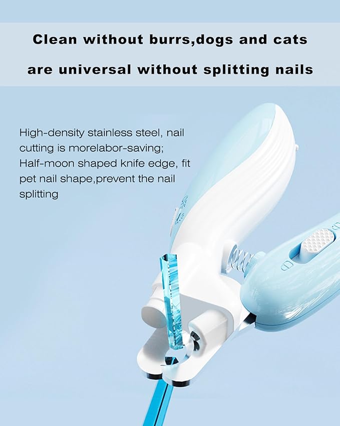 Cat Dog Pet Nail Clippers with Light, Llluminates Cat Dog Nails Or Bloodline, Safety Pet Nail Clipper for Dogs, Cats, Rabbits, Sharp, No Nail Splitting(Blue) Ginalaia