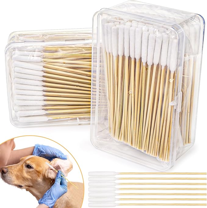 400 Pcs Dog Ear Cleaner Q Tips, 6 Inch Long Cotton Swabs for Dogs, Long Dog Q Tips for Dogs and Cats, Dog Ear Cleaning Swabs for Dog Ear Infection Treatment Mezchi