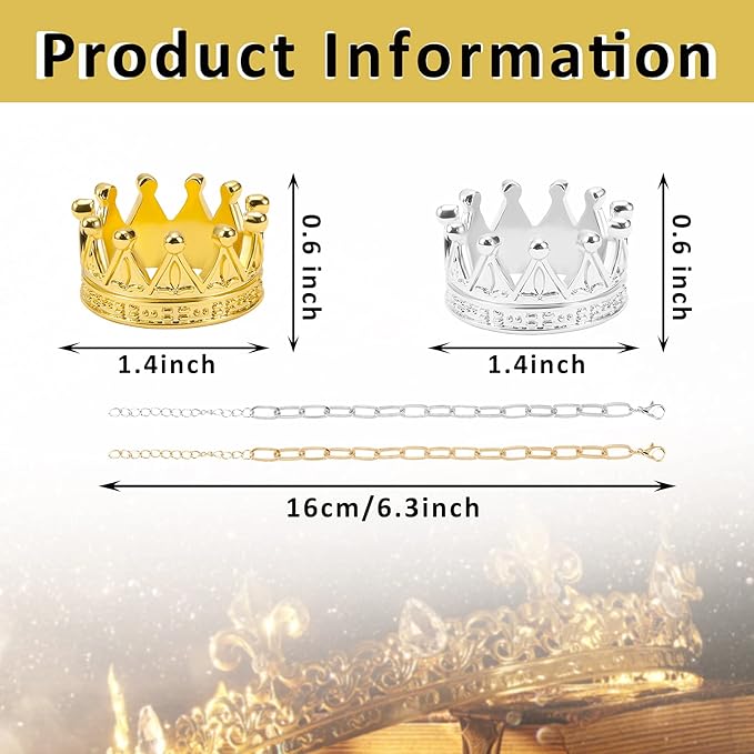 8 Pieces Lizard Crown Necklace Set Bearded Dragon Crown and Chain Gold and Silver Alloy Reptile Clothes Accessories Lizard Photo Props for Bearded Dragons Iguana Amphibians and Other Small Animals MTLEE