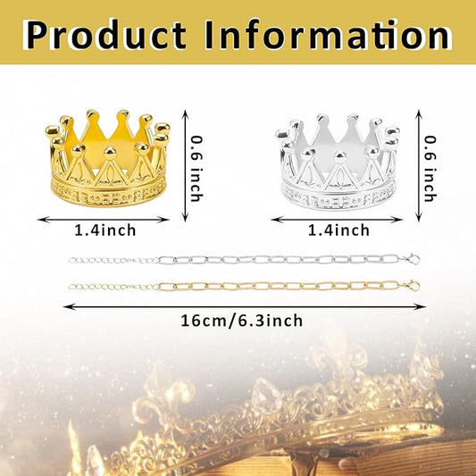 8 Pieces Lizard Crown Necklace Set Bearded Dragon Crown and Chain Gold and Silver Alloy Reptile Clothes Accessories Lizard Photo Props for Bearded Dragons Iguana Amphibians and Other Small Animals MTLEE