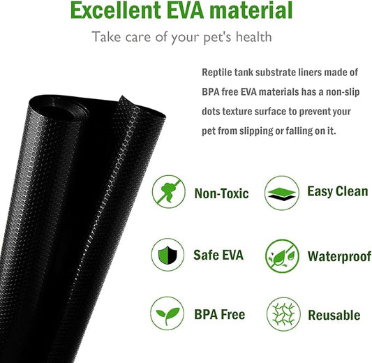 KABASI Reptile Substrate Liner Terrarium Carpet, Bearded Dragon Tank Accessories, Non-Adhesive Reptile Carpet Reptile Flooring Mat Bedding for Leopard Gecko, Snake, Lizard, Tortoise, 17.7x39.4 inch KABASI