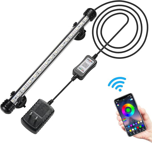 GreenSun Fish Tank Aquarium Light: Submersible Led Lamp - 11 Inch Waterproof Strip Spotlight with APP Control GreenSun