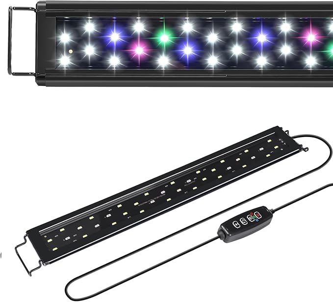 AQUANEAT LED Aquarium Light for 24 to 30 Inch Fish Tank, Auto On Off with Timer, Full Spectrum, Adjustable Brightness, Daylight Moonlight Mode, for Fresh Water Low-to-Mid Light Plants Aquaneat