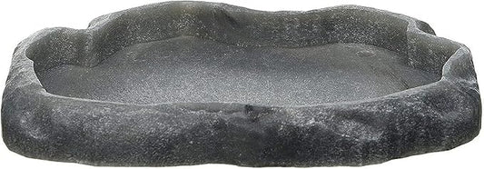 Zoo Med Reptile Rock Food Dish, Medium, 7.25"l x 6"w x 0.75"h, Colors may vary Black ZooMed