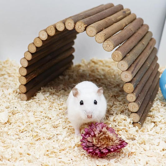 Hermit Crab Climbing Toys, Wooden Hermit Crab Hideout, Reptile Tank Habitat Decor, Bendable Ladder Bridge Tunnel Toys for Lizard Chameleon Hamster Rats Chinchilla Guinea Pig Rabbit Bearded Dragon Dnoifne