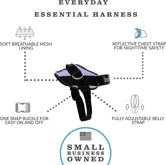 ShawnCo Essential Dog Harness, No-Pull Pet Vest with 3 Leash Clips, No Choke, Reflective, Adjustable and Padded, for Easy Walking and Training for Small, Medium and Large Dogs (ICY Lilac, XL) SHAWNCO