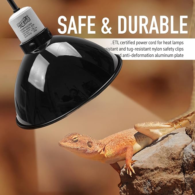 Reptile Light Fixture, 8.5'' Reptile Dome for Reptile Light/Heat Lamp/Ceramic Heat Emitter, 1-Pack 8.5 Inch Standard Light Dome ReptiKing