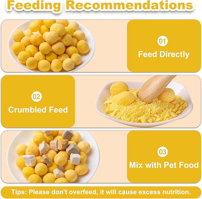 Freeze Dried Quail Egg Yolk - Cats Dogs Treats Natural Cat Delicious Snacks Training Food Healthy Tasty Easy Digestion Pet Food (7 OZ) - PAWPICO