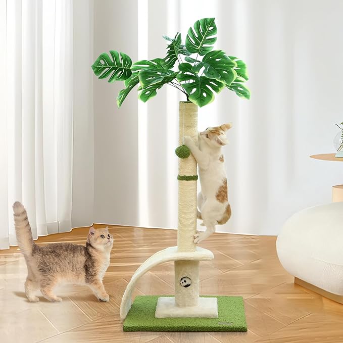Cat Scratching Post, 35" Tall Cat Scratcher Kitten Scratch Post with Sisal Rope for Indoor Cats Claw Scratcher, Cat Tree with Dangling Ball for Kitties and Cats - PAWPICO