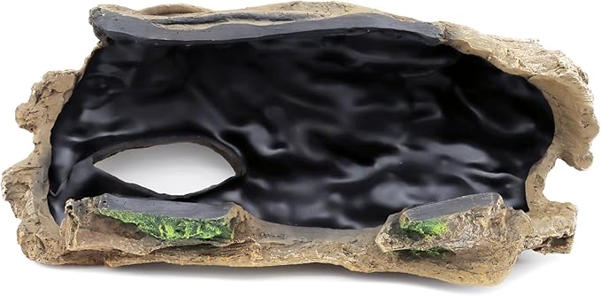 JIHAQUA Aquarium Resin Bark Terrarium Decor, Lizard, Snake or Reptile Hide,Lizard, Spider and Aquarium Fish Hide Cave (Large Bark B) JIHAQUA