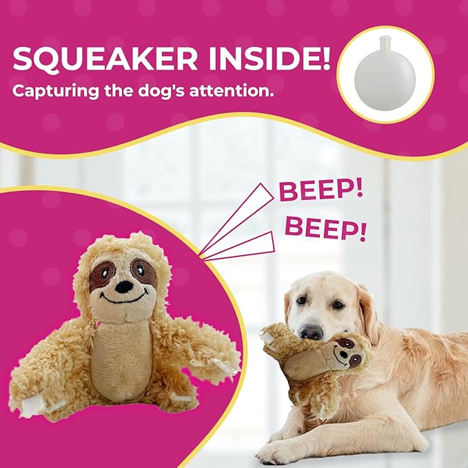 Sloth in Tree Hide and Seek Dog Toy for Small and Medium Size Dogs, Plush Sloth Inside Trunk Dog Toy with Squeaker, Interactive Burrow Dog Toy (Tree with Sloths, Medium) - PAWPICO
