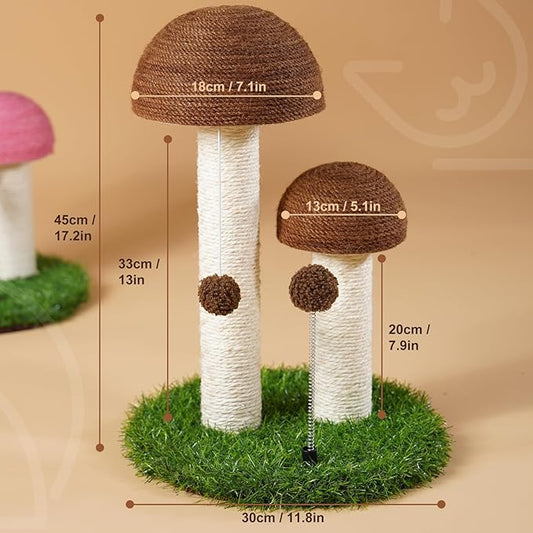 Odoland Cat Scratching Post Mushroom Natural Sisal Board Scratcher for Kitten Health and Good Behavior, Furniture Scratch Deterrent Accessories for Cats and Kitten Brown - PAWPICO