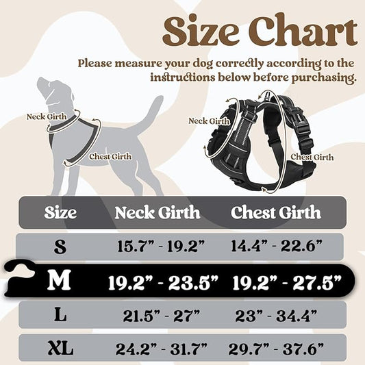 rabbitgoo Dog Harness Medium Sized, No Pull Pet Harness with 3 Buckles, Adjustable Soft Padded Pooch Vest with Instant Control Handle, Easy Walking Reflective Pet Vest for Medium Dogs, Black, M rabbitgoo