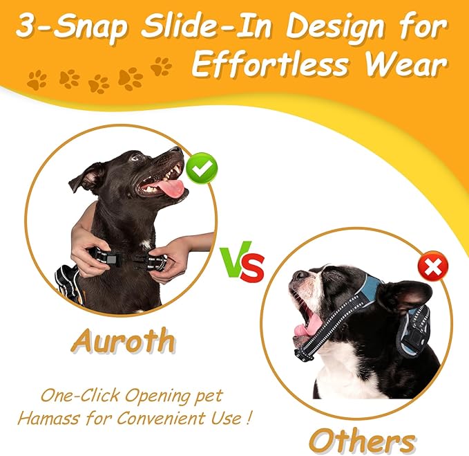 AUROTH Dog Harness for Large Dogs, Dog Vest Harness Large Size Dog, Large Dog Harness, No Pull Dog Harness for Large Dogs with Handle, XL Dog Harness, Army Yellow XL AurothPets