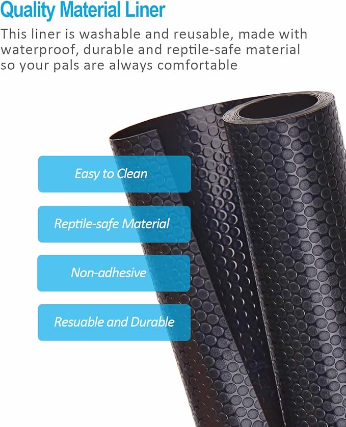 Bearded Dragon Tank Accessories, Reptile Terrarium Liner Substrate for Leopard Gecko, Snake, Lizard and Tortoise, Non-Adhesive Reptile Carpet Bedding for Reptile Tank, Black Duedusto