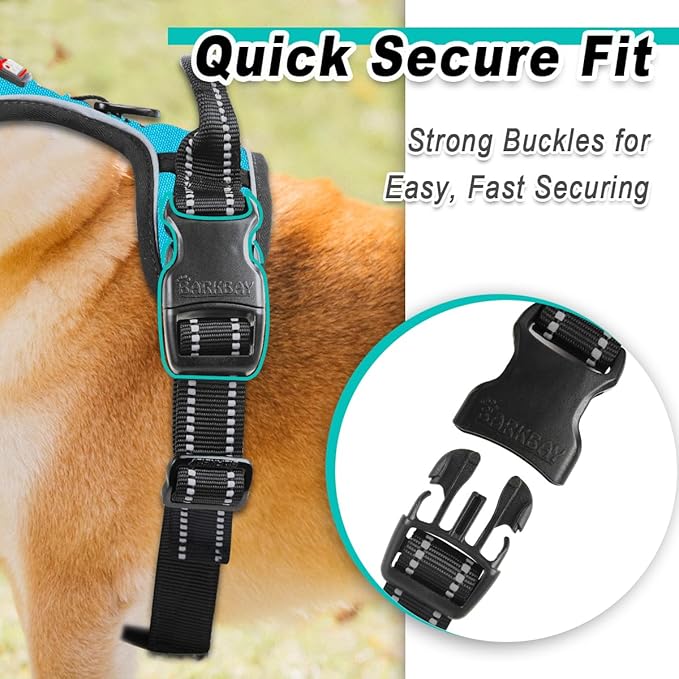 BARKBAY No Pull Pet Harness Dog Harness Adjustable Outdoor Pet Vest 3M Reflective Oxford Material Vest for BLUE Dogs Easy Control for Small Medium Large Dogs (S) BARKBAY