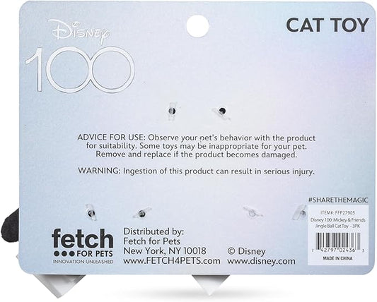 3 Piece Jingle Ball Cat Toys, 1.5in | Disney Cat Toys | Mickey Mouse, Goofy, and Donald Duck Cat Ball Toys with Bells and Catnip for Cats Inspired by Mickey and Friends - PAWPICO