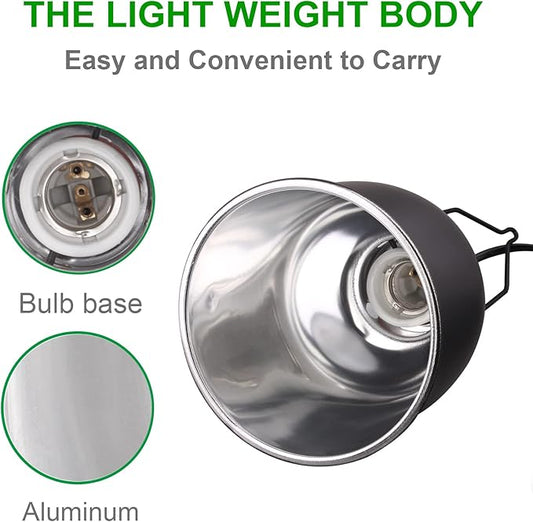 Aiicioo Reptile Light Fixture - Deep Light Dome Tortoise Leopard Gecko Light Fixture Snake Bearded Dragon UVB Heat Basking Lamp Deep Dome 5.5Inch AIICIOO