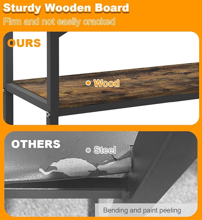 30 Gallon Rimless Fish Tank Stand with Shelf for Storage, 2 Tiers Metal Aquarium Stand, Breeder Tank Turtle Reptile Terrariums Stand Rack for Home Office, 30" L x 12" W x 20.5" H, Black Mondazie