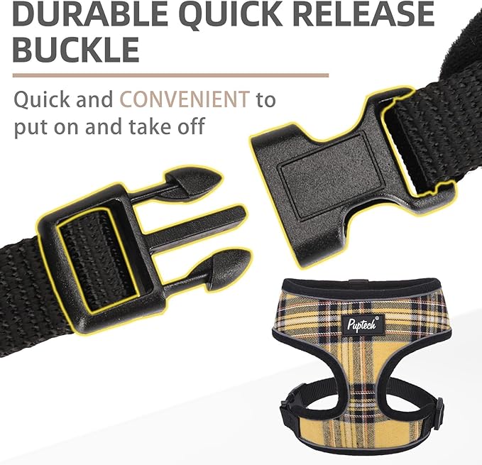PUPTECK Soft Mesh Dog Harness and Leash Set Pet Puppy Cat Comfort Padded Vest No Pull Harnesses, Yellow, L PUPTECK