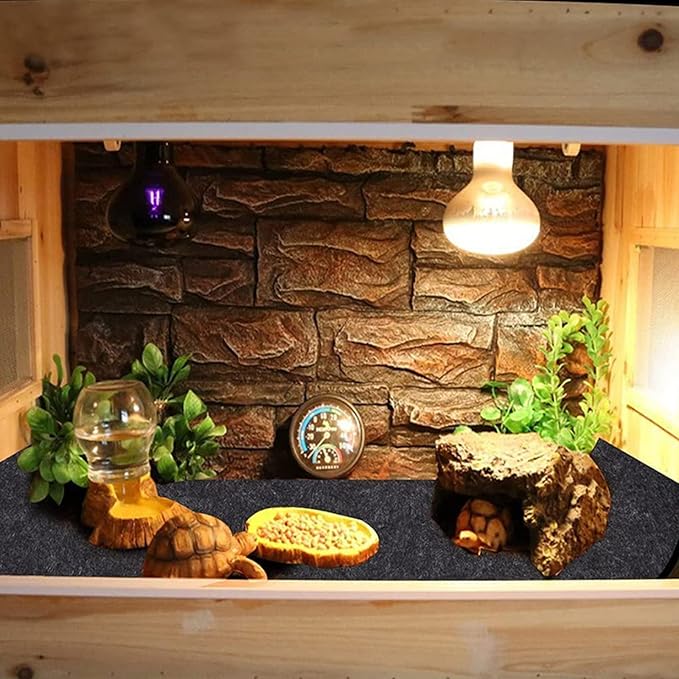 47" x 24" Large Reptile Carpet Terrarium Liner Bedding Reptile Substrate Mat Tank Accessories for Bearded Dragon Snake Lizard Tortoise Leopard Gecko (Black) Mechpia