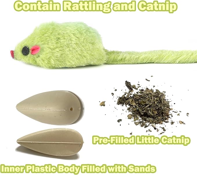 12PCS Cat Mouse Toy, Faux Fur Cat Mice Toys, 5.5” Realistic Size Mouse Toys for Cats, Rattle Cat Toy Mouse, Prefilled Catnip Mouse Cat Toy, Interactive Cat Toy for Bored Indoor Adult Cats - PAWPICO